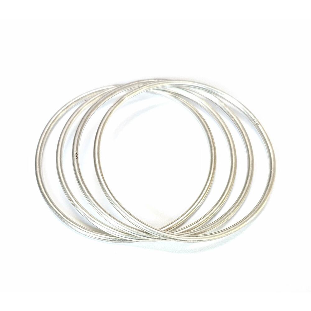 Sterling Bangle Bracelet (4) Lot Minimalist Silver Stack Bracelet